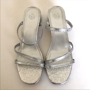 Urban Outfitters Low Heel Silver Metallic Sandal